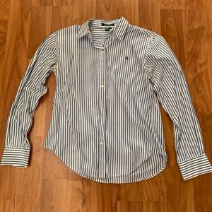 Polo by Ralph Lauren Blue and White Striped Women's Top